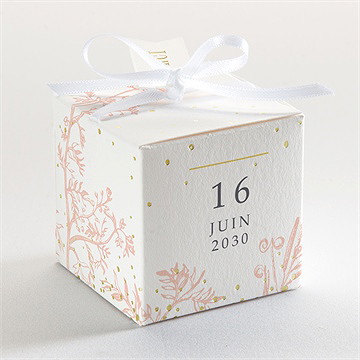 Boîte de dragées communion gravures végétales dorure - Dos de la boîte