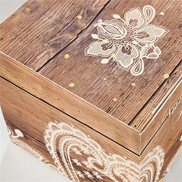 Boîte de dragées mariage boisé dorure - Marquage à chaud OR