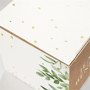 Boîte de dragées mariage nature chic dorure - Marquage à chaud OR