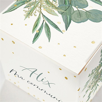 Boîte de dragées communion en grâce dorure - Détail de la boîte