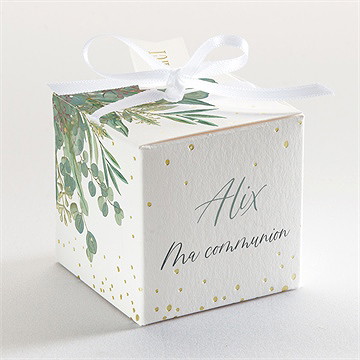 Boîte de dragées communion en grâce dorure - Dos de la boîte