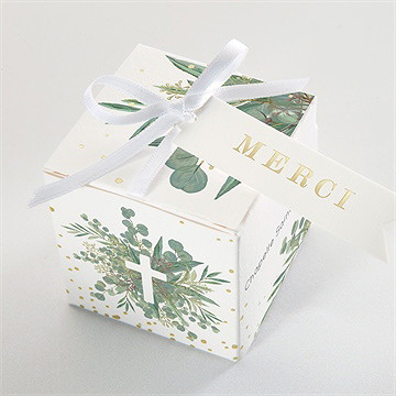 Boîte de dragées communion en grâce dorure - Dessus de la boîte