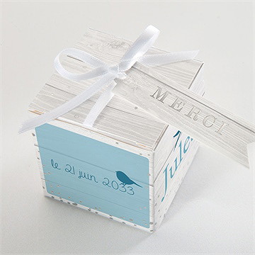 Boîte de dragées baptême noeud et croix dorure - Intérieur de la boîte