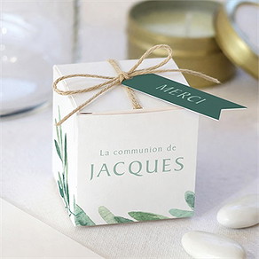 Boîte de dragées communion végétal
