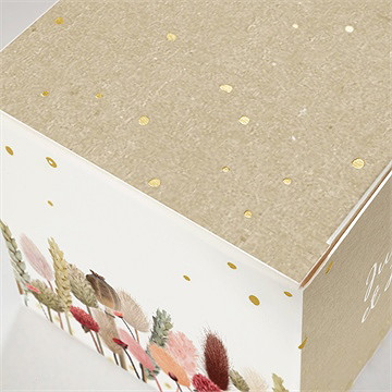 Boîte de dragées mariage notre bouquet champêtre dorure - Marquage à chaud OR