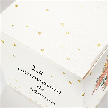 Boîte de dragées communion symboles et foi dorure - Détail de la boîte