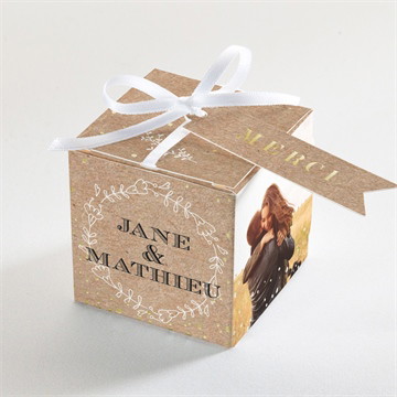 Boîte à dragées dorure - cube