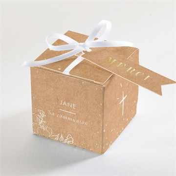 Boîte à dragées dorure - cube