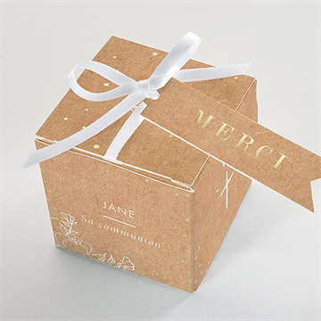 Boîte de dragées communion illuminations dorure - Dessus de la boîte