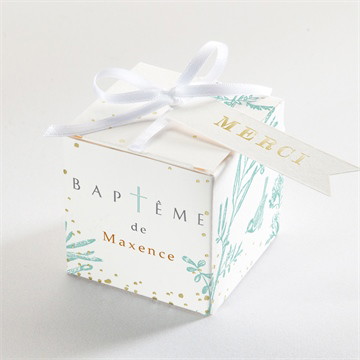 Boîte à dragées dorure - cube