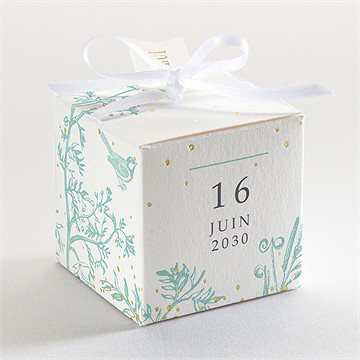 Boîte de dragées baptême gravure en rond dorure - Dos de la boîte