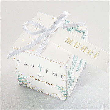 Boîte de dragées baptême gravure en rond dorure - Dessus de la boîte