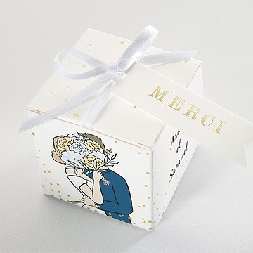 Boîte de dragées mariage guinguette dorure - Dessus de la boîte