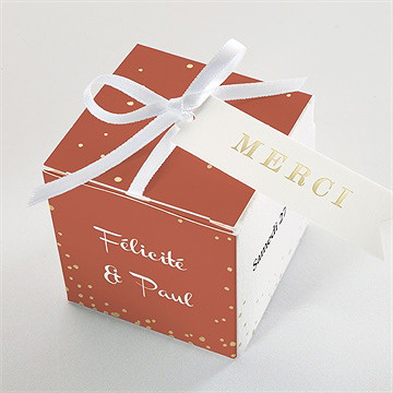 Boîte de dragées mariage fleurs d'automne dorure - Dessus de la boîte