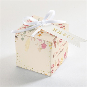 Boîte à dragées dorure - cube