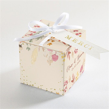 Boîte de dragées mariage élégance champêtre dorure