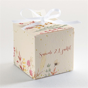 Boîte de dragées mariage élégance champêtre dorure - Dos de la boîte