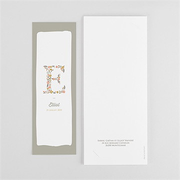 Faire-part communion signature florale photomaton - Dos du faire-part