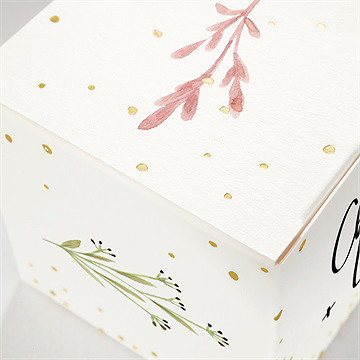 Boîte de dragées mariage art champêtre dorure - Marquage à chaud OR