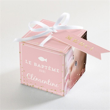 Boîte de dragées baptême divin dorure