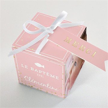 Boîte de dragées baptême divin dorure - Dessus de la boîte