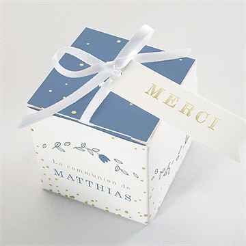 Boîte de dragées communion tendre profil dorure - Dessus de la boîte