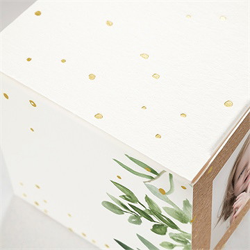 Boîte de dragées baptême kraft végétal dorure - Détail de la boîte