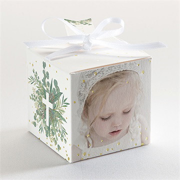 Boîte de dragées baptême grâce dorure - Dos de la boîte