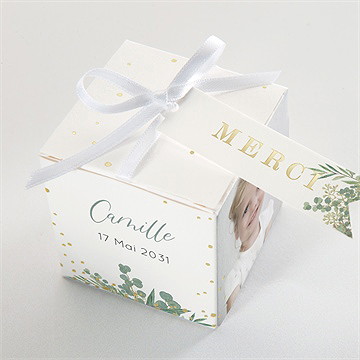 Boîte de dragées baptême grâce dorure - Dessus de la boîte