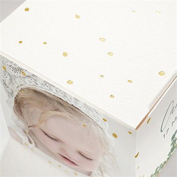 Boîte de dragées baptême grâce dorure - Détail de la boîte