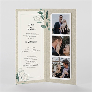 Faire-part mariage intimité photomaton - Intérieur du faire-part