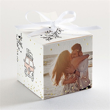 Boîte de dragées mariage douceur champetre dorure - Dos de la boîte