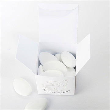 Boîte de dragées communion le sacrement cube - Intérieur de la boîte