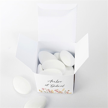 Boîte de dragées mariage incandescent cube - Intérieur de la boîte