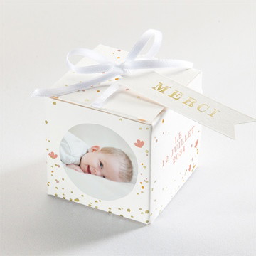 Boîte de dragées baptême subtil tressage dorure