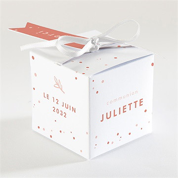 Boîte de dragées communion colombe dorée - Dos de la boîte