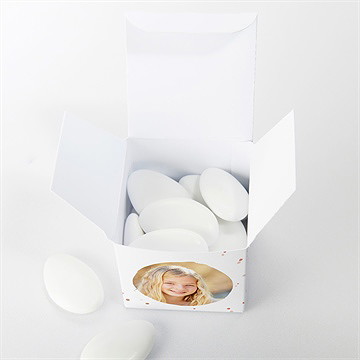 Boîte de dragées communion colombe dorée - Intérieur de la boîte