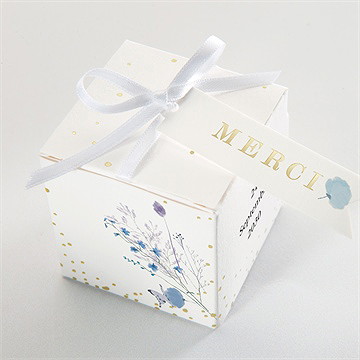 Boîte de dragées baptême baptême champêtre dorure - Dessus de la boîte