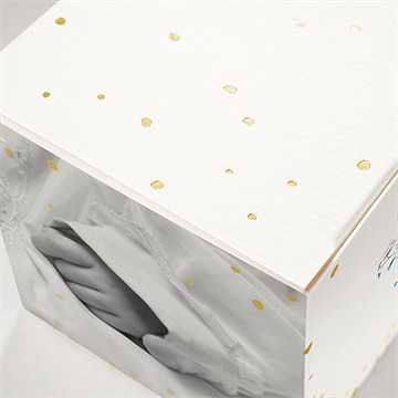 Boîte de dragées baptême baptême champêtre dorure - Détail de la boîte