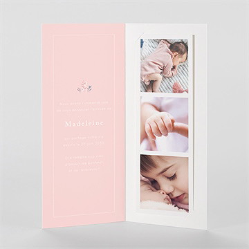 Faire-part naissance graine de fille photomaton - Intérieur du faire-part