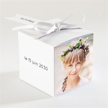 Boîte de dragées communion cadeau de communion cube - Dos de la boîte