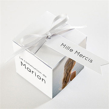 Boîte de dragées communion cadeau de communion cube - Dessus de la boîte