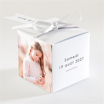 Boîte de dragées communion jour sacré cube - Dos de la boîte