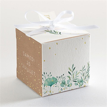 Boîte de dragées mariage let our love grow ! dorure - Dos de la boîte