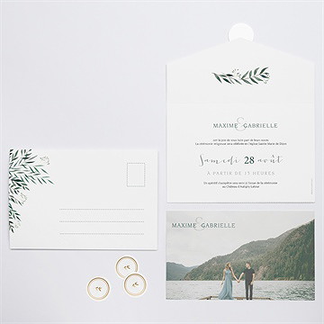 Faire-part mariage douceur du pinceau enveloppe - Intérieur et dos du faire-part