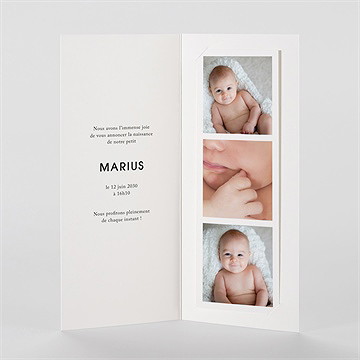 Faire-part naissance tendre bisou photomaton - Intérieur du faire-part