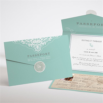 Faire-part mariage joli passeport enveloppe