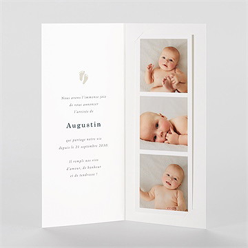 Faire-part naissance douce empreinte photomaton - Intérieur du faire-part