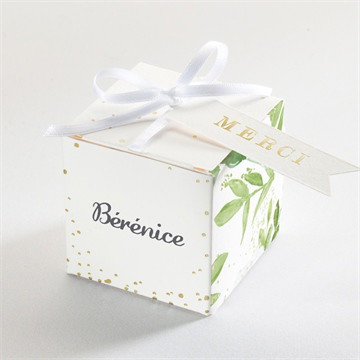 Boîte à dragées dorure - cube