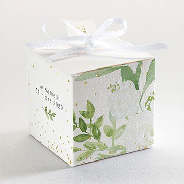 Boîte de dragées communion ornements dorure - Dos de la boîte